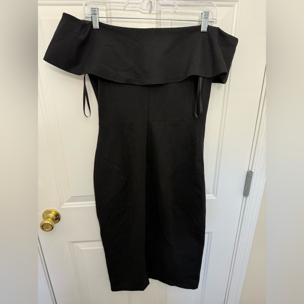Women’s Babaton Ruslan Off The Shoulder Black Midi Dress Size 10 Classic Formal - Picture 6 of 7